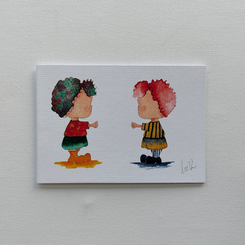 Theo & Friend - Stars and Stripes – Personalised Watercolour Art Card | JoliArtes
