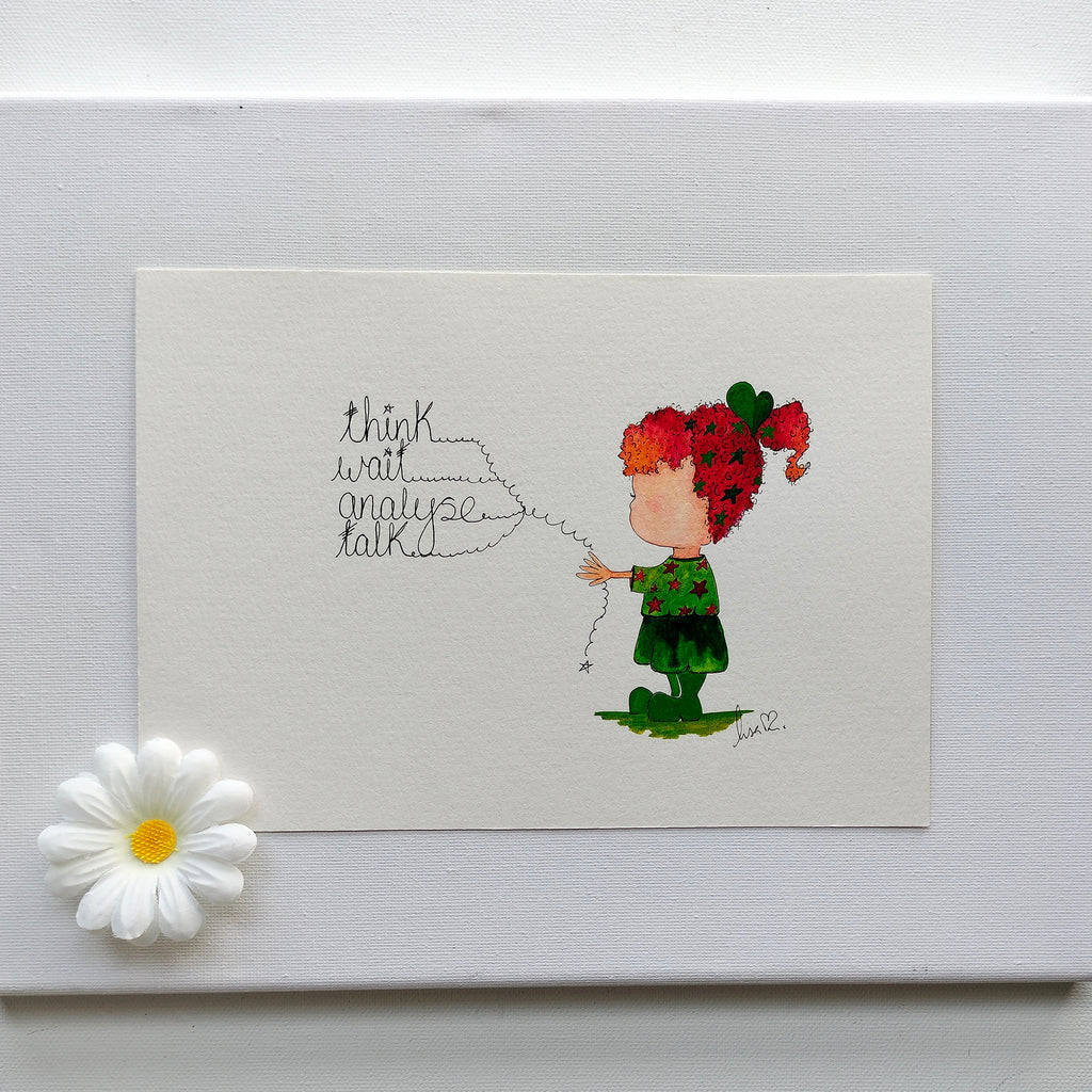 Mira 'Think Wait Analyse Talk' – Original Watercolour Painting | JoliArtes