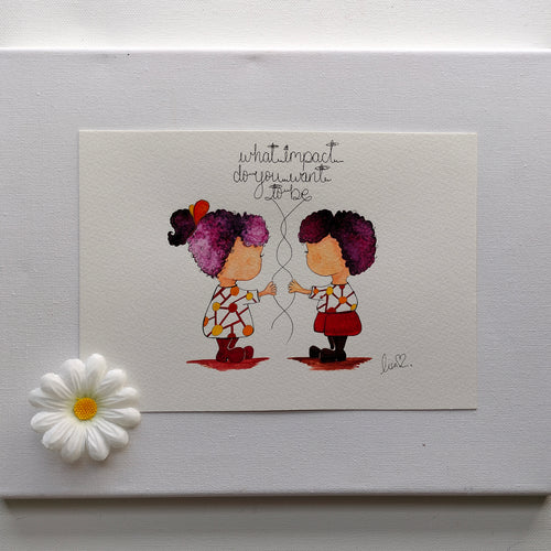 Mira & Theo 'What Impact Do You Want to Be' – Original Watercolour Painting | JoliArtes