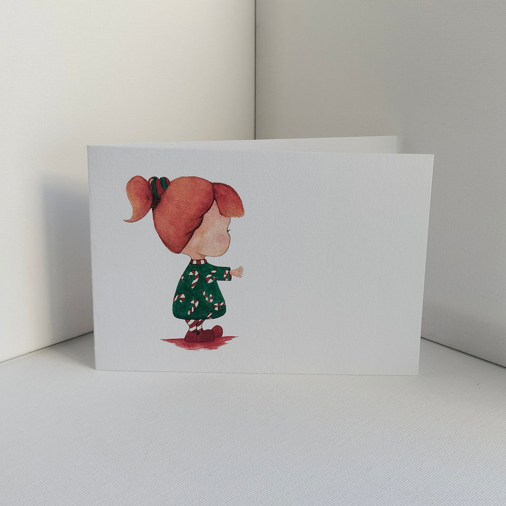Mira - Candy Cane Dress – Personalised Watercolour Art Card | JoliArtes