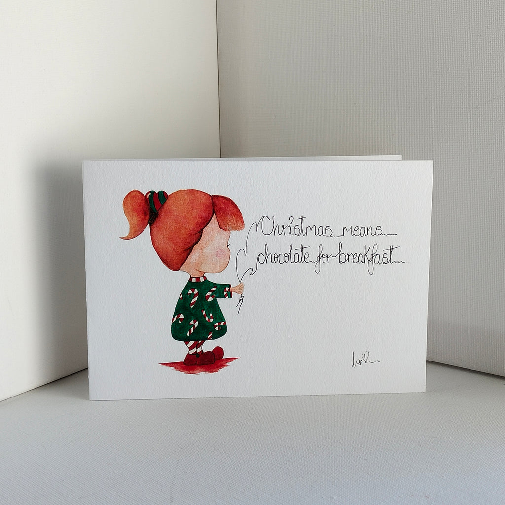 Mira - Candy Cane Dress – Example Personalisation – Watercolour Art Card | JoliArtes