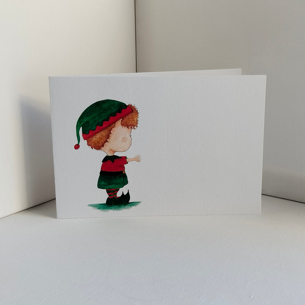 Theo - Elf Outfit – Personalised Watercolour Art Card | JoliArtes