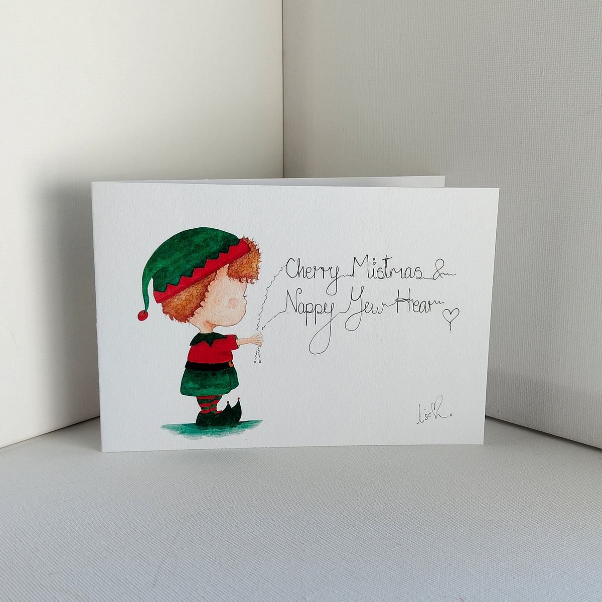 Theo - Elf Outfit – Example Personalisation – Watercolour Art Card | JoliArtes