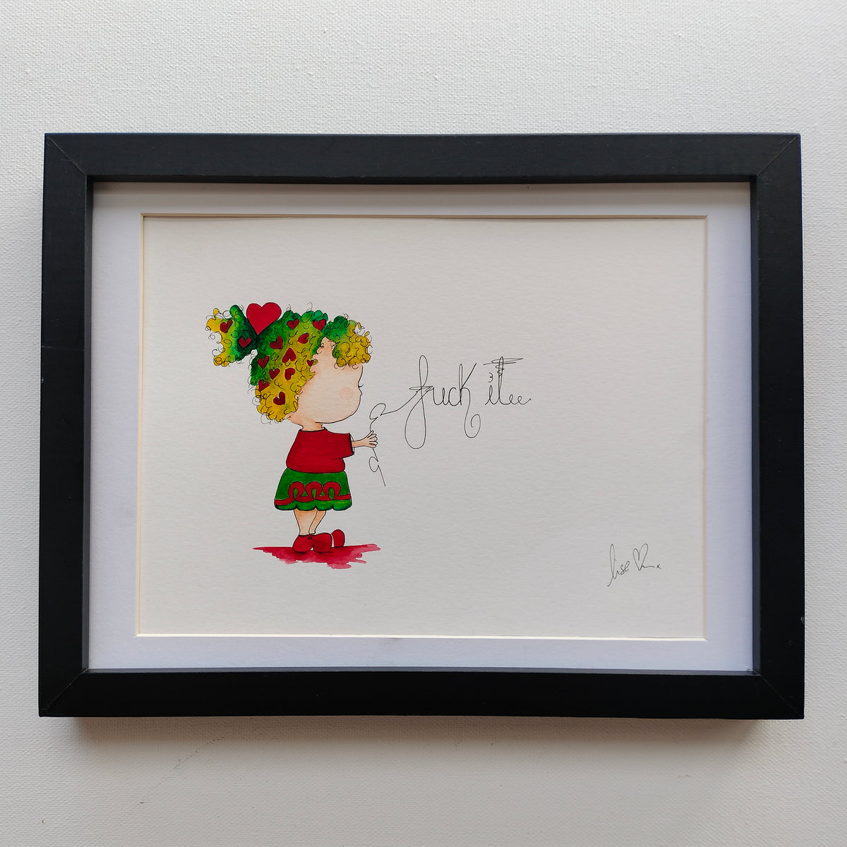 Mira 'Fuck It' – Original Watercolour Painting in a Black Frame | JoliArtes