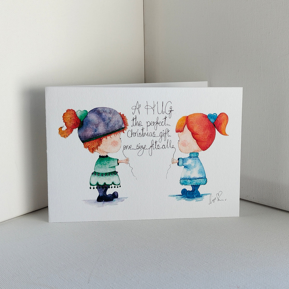 Mira & Mira - Green and Blue Outfits – Example Personalisation – Watercolour Art Card | JoliArtes