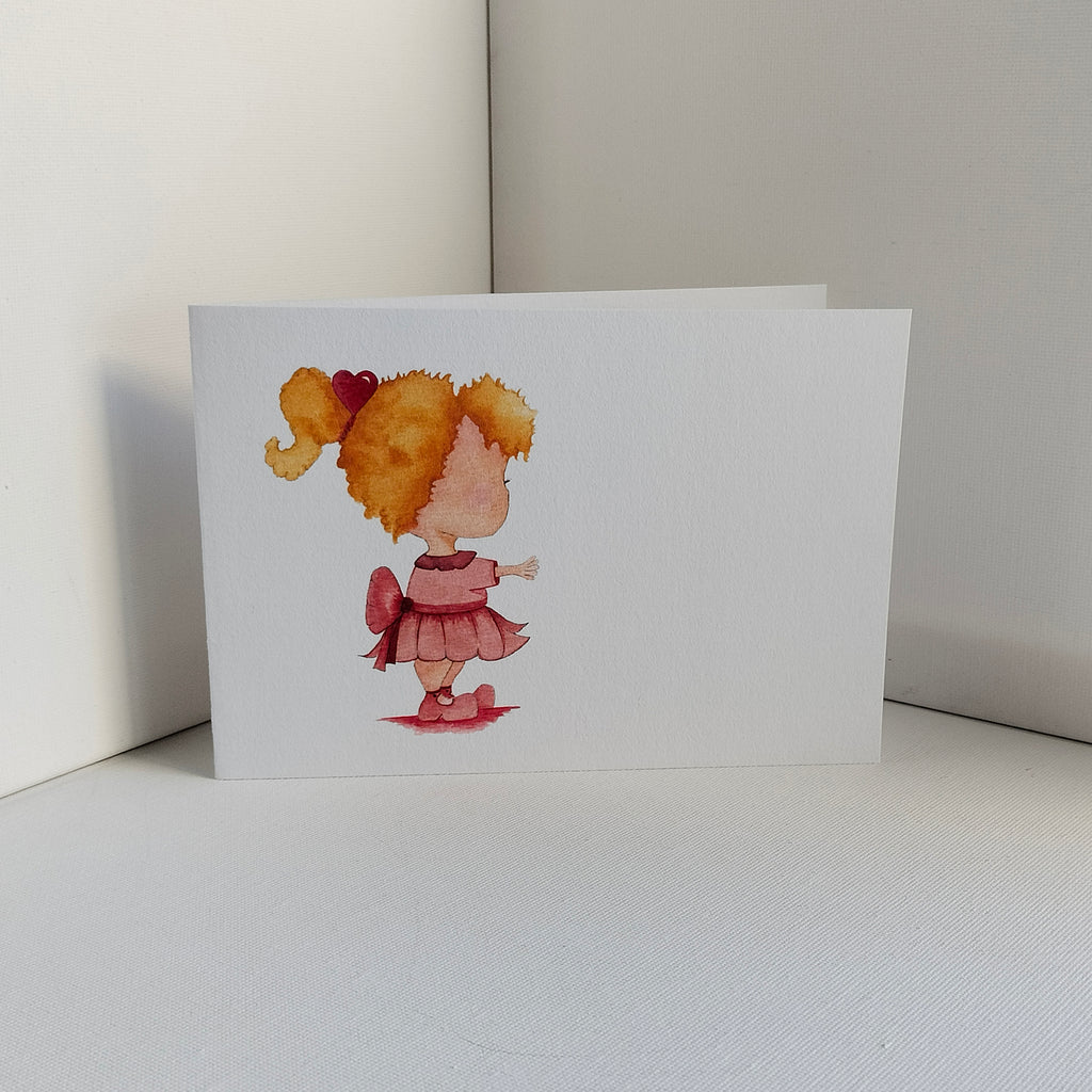Mira - Pink Dress – Personalised Watercolour Art Card | JoliArtes
