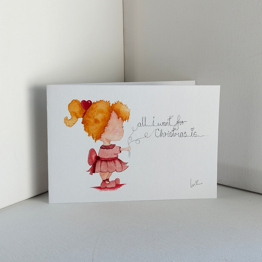 Mira - Pink Dress – Example Personalisation – Watercolour Art Card | JoliArtes