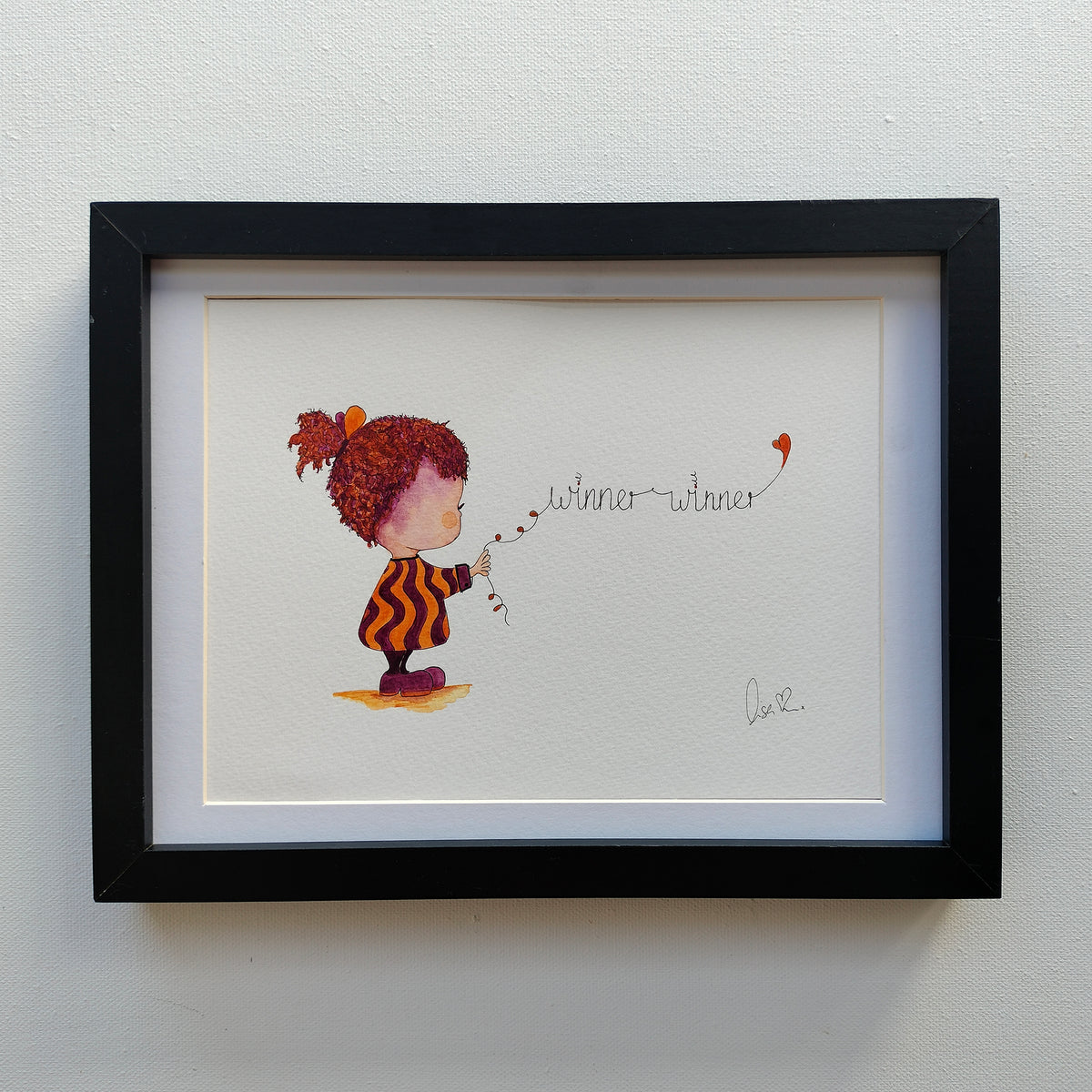 Mira 'Winner Winner' – Original Watercolour Painting in a Black Frame | JoliArtes